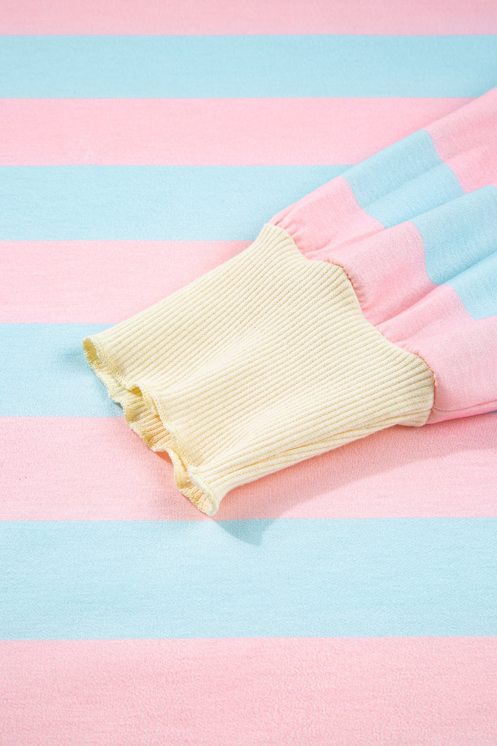 Sky Blue Stripe Drop Shoulder Crewneck Plus Size Sweatshirt