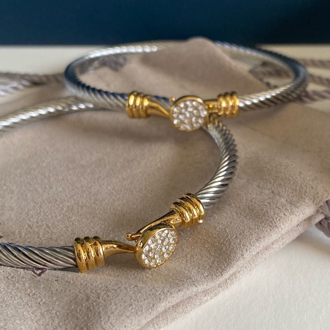 Bangle Wire Bracelet - Silver and Gold