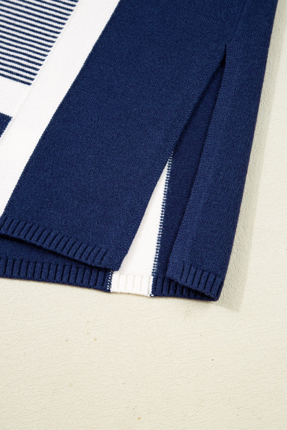 Blue Stripe Color Block Patchwork Dolman Oversize Tunic