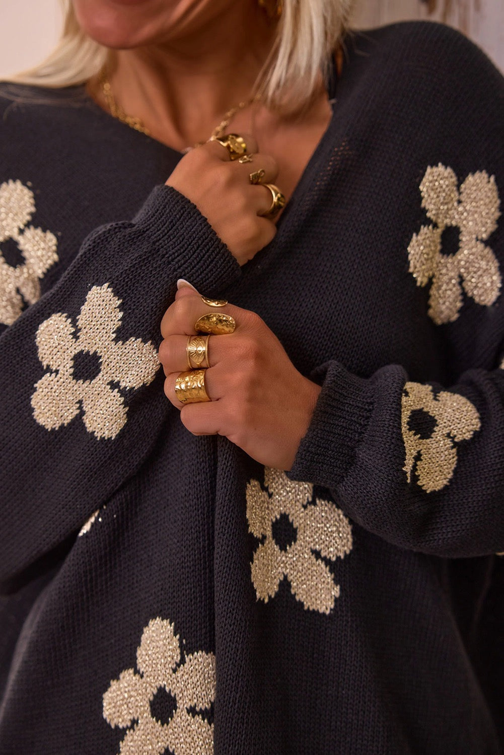 Black Floral Cardigan