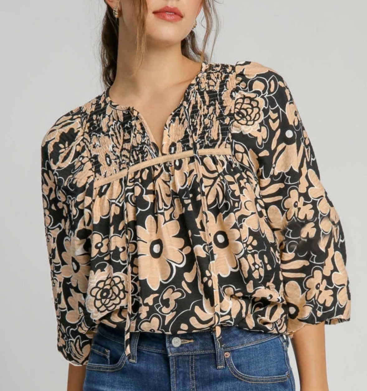 Black Floral Blouse