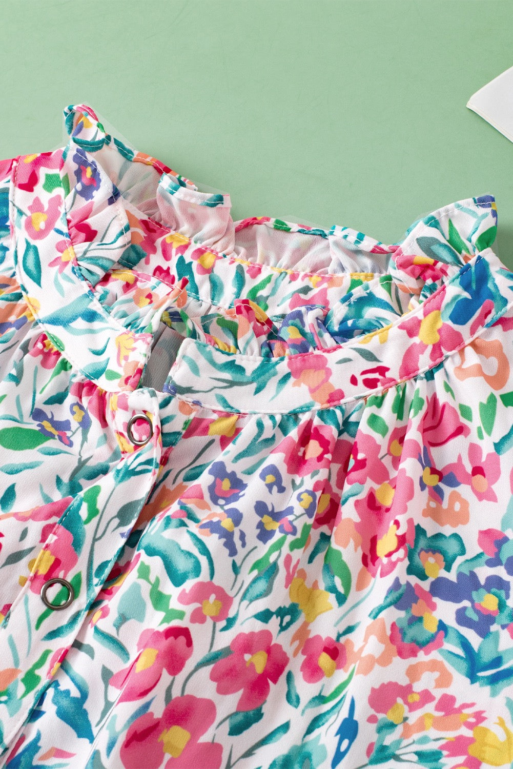 Pink Floral Puff Sleeve Blouse