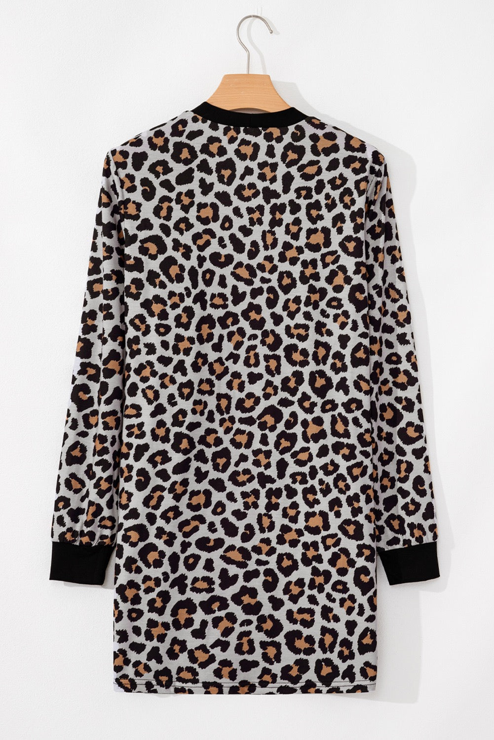 Black Leopard Open Front Cardigan