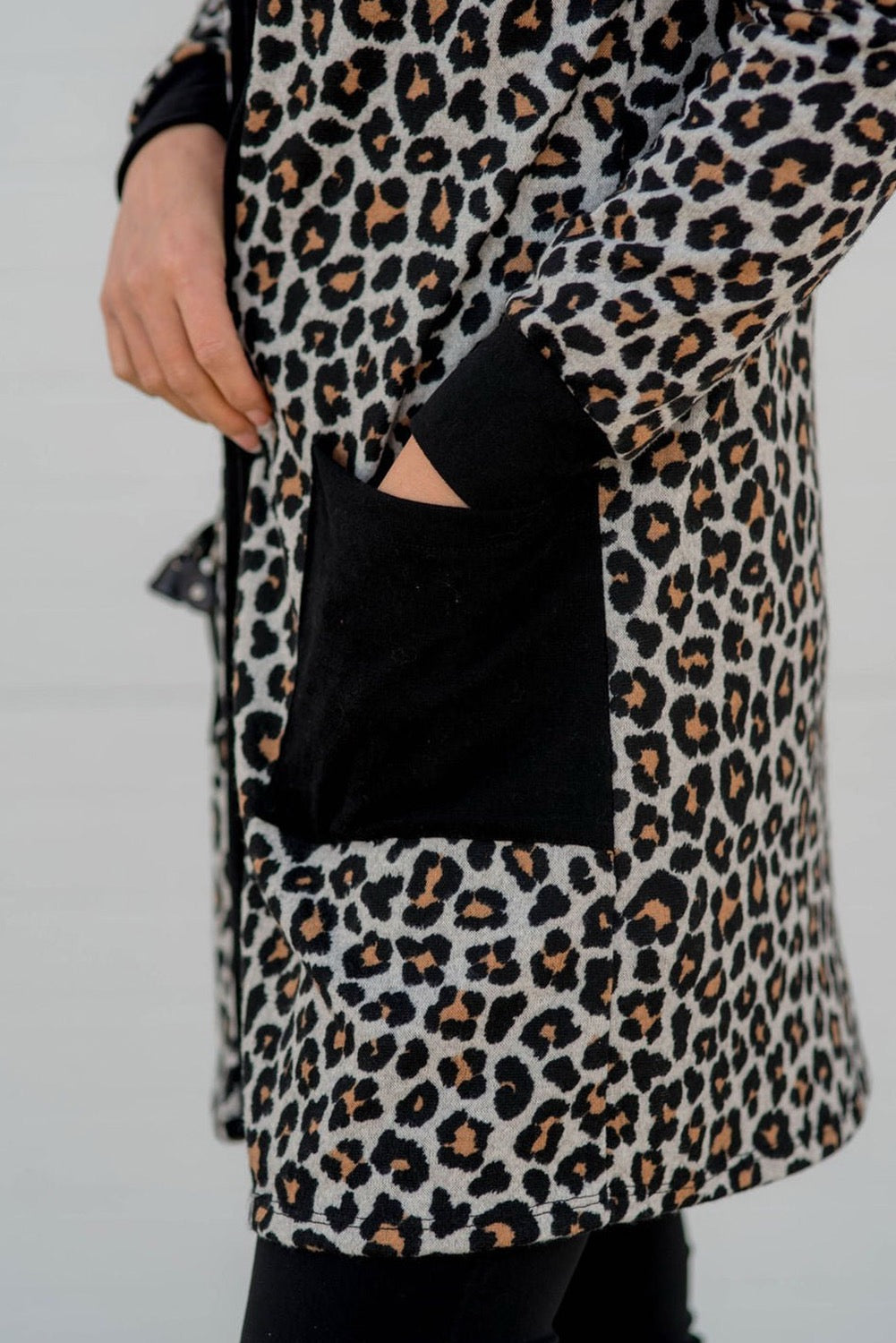 Black Leopard Open Front Cardigan