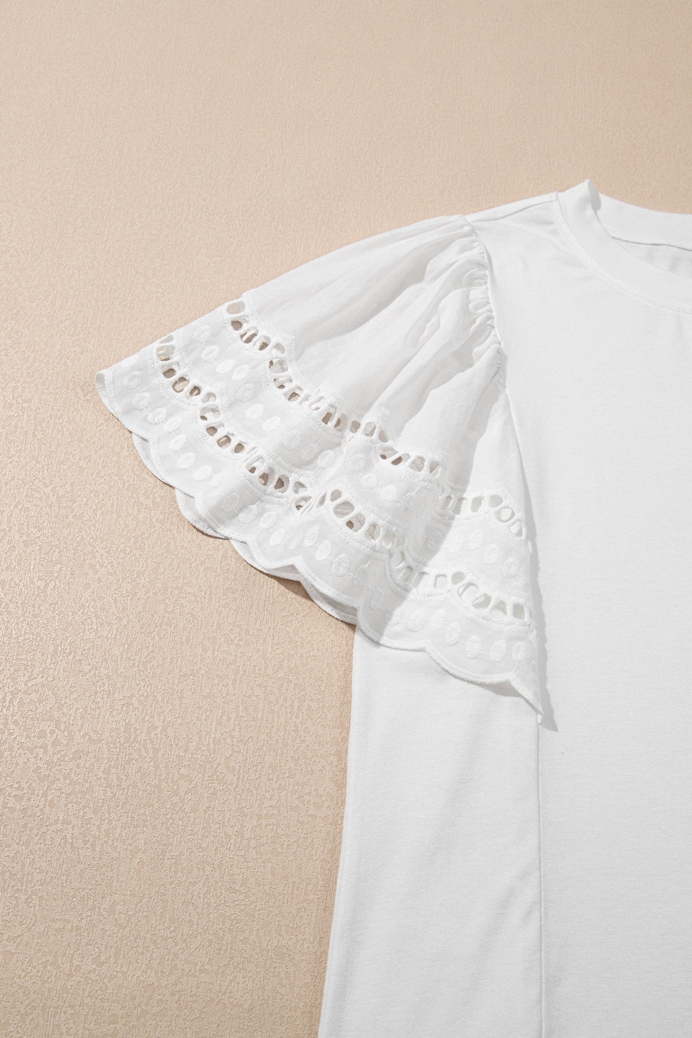 White Embroidered Short Sleeve Tee