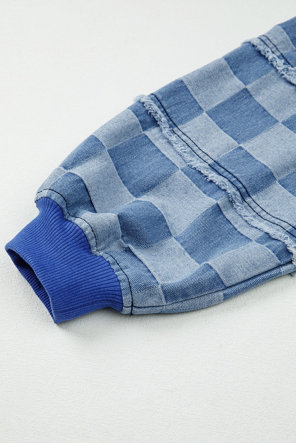 Checkerboard Oversized Denim Pullover