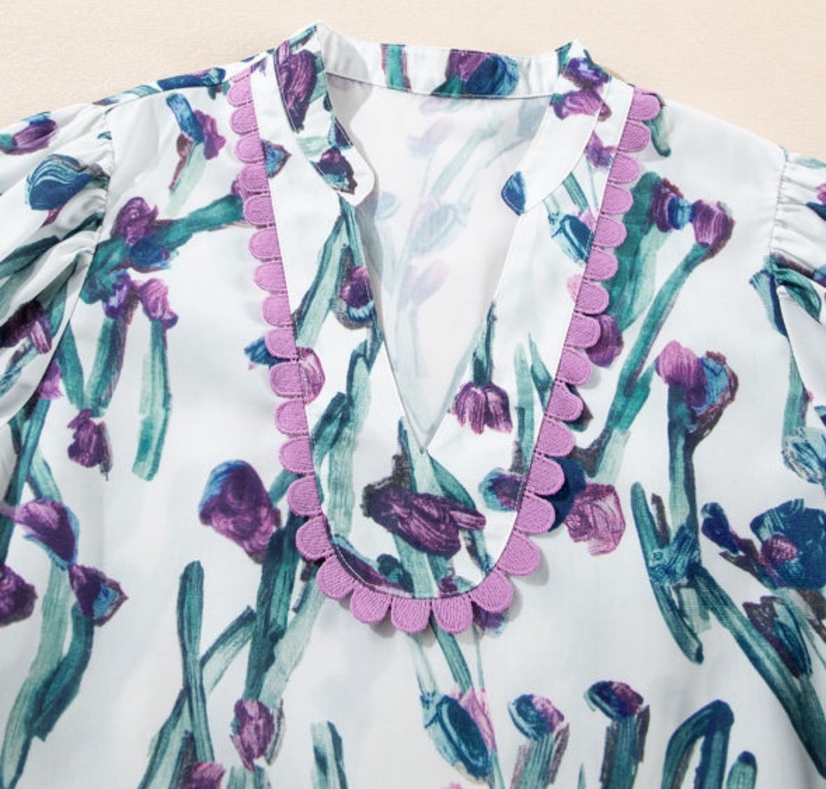 Purple Floral Ric Rac Trim