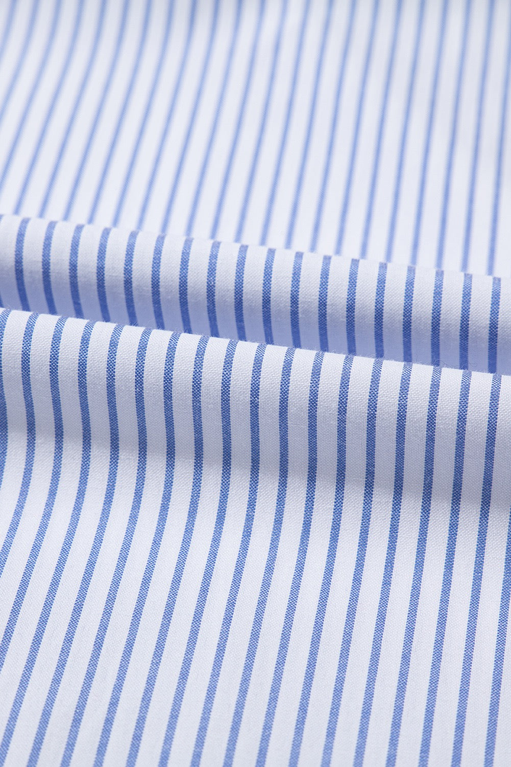 Blue Stripe Shirred Detail V Neck Puff Half Sleeve V Neck Blouse