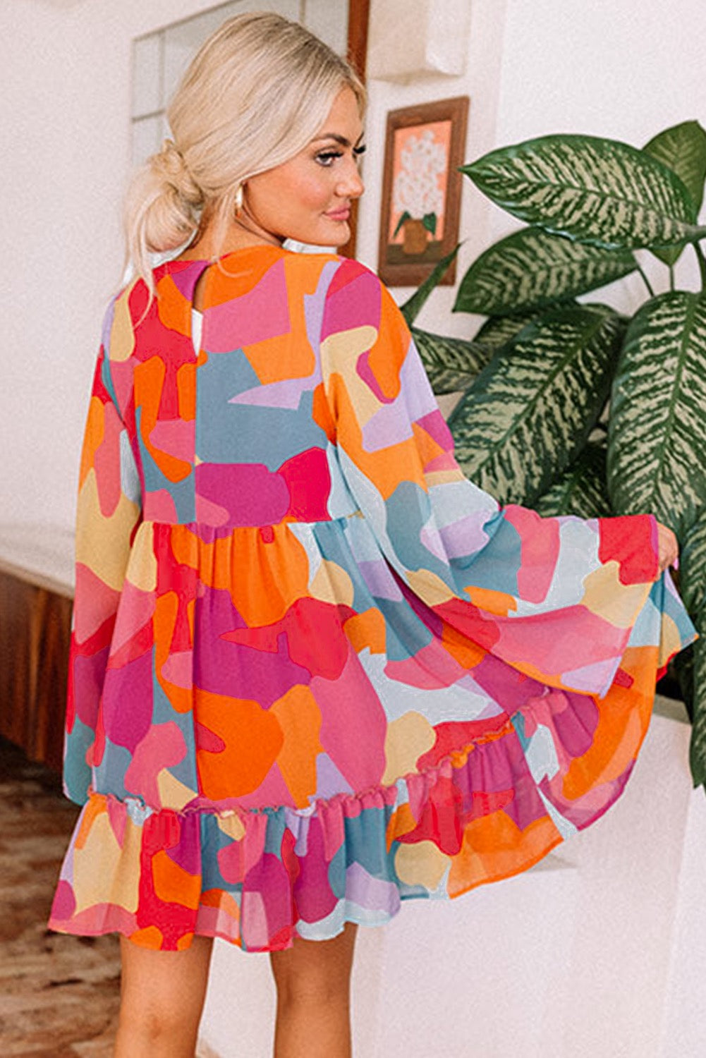 Abstract Babydoll Dress