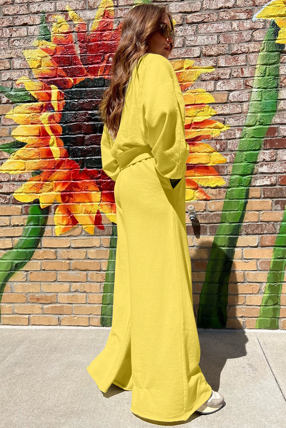Yellow Pullover Wide Leg Pants Set