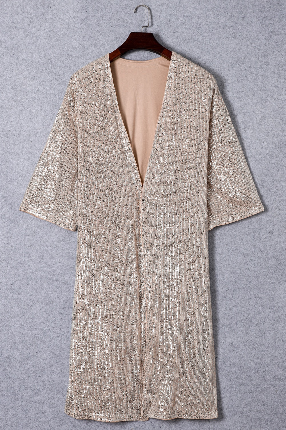 Apricot 3/4 Sleeve Open Front Duster
