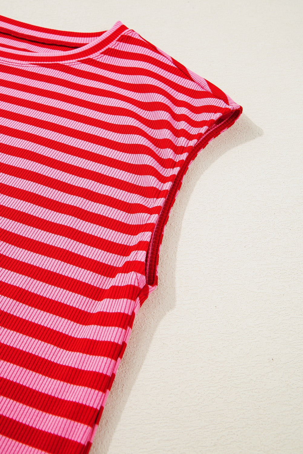 Red Stripe Cap Sleeve Tee