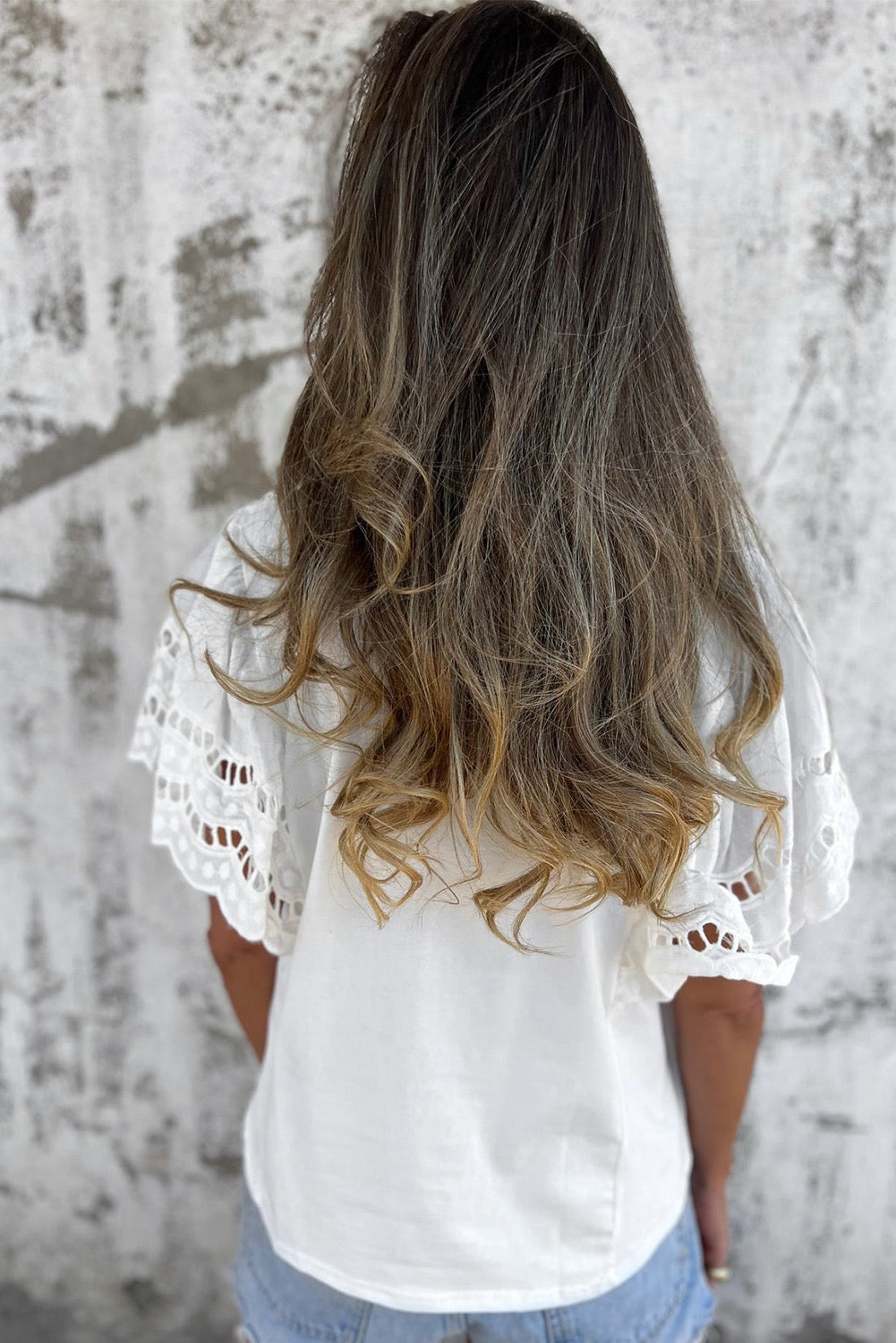 White Embroidered Short Sleeve Tee