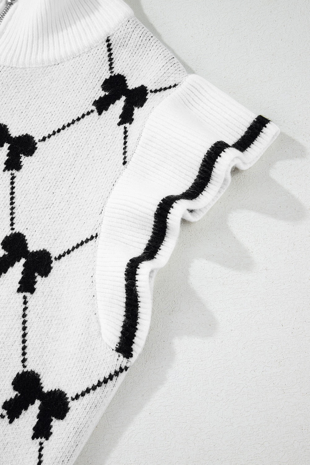 White Sweater with Black Bows
