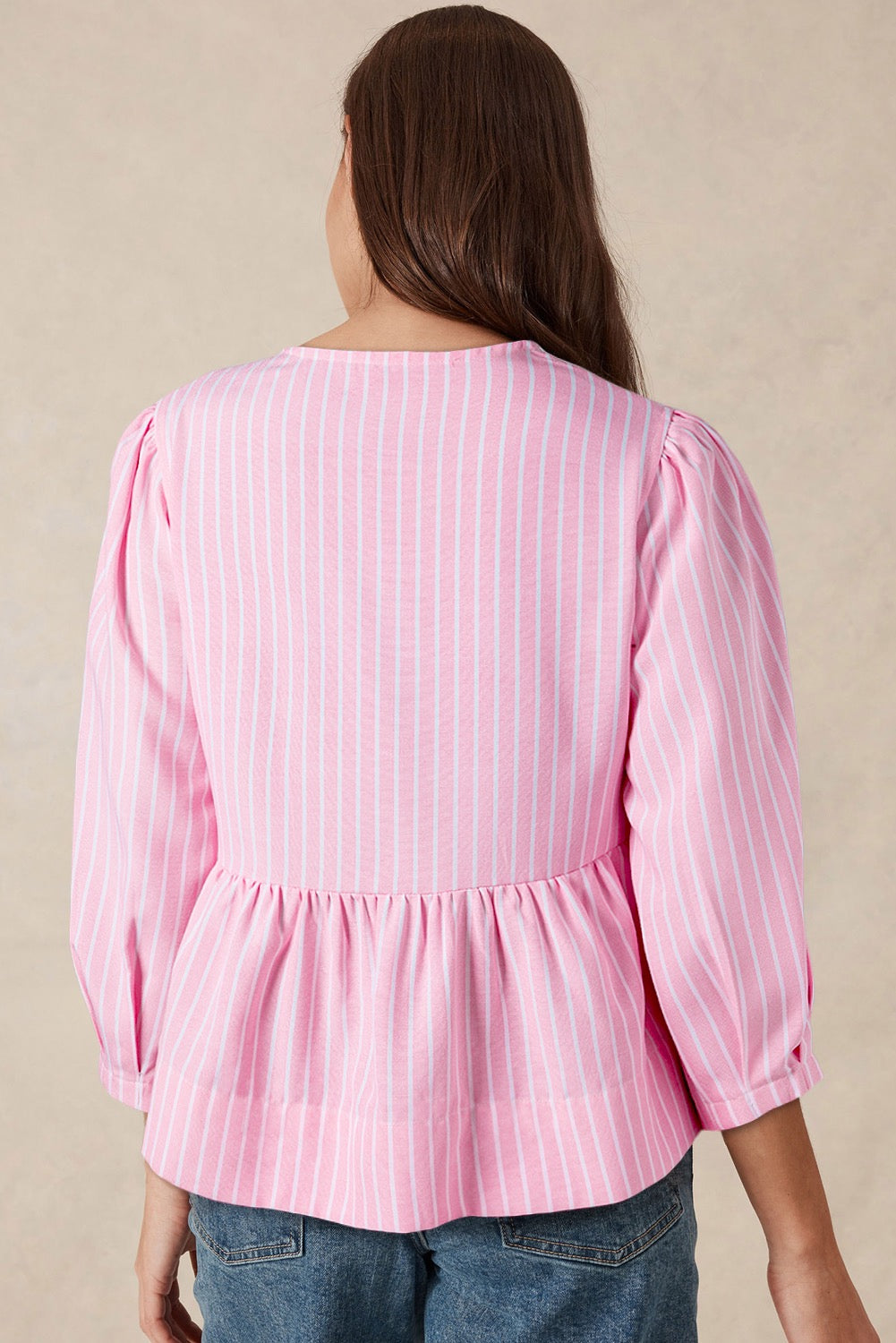 Pink and White Stripe Tie Top