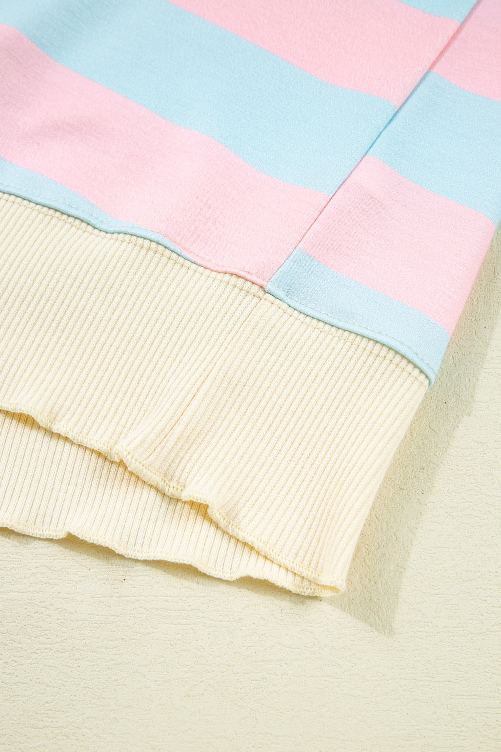 Sky Blue Stripe Drop Shoulder Crewneck Plus Size Sweatshirt