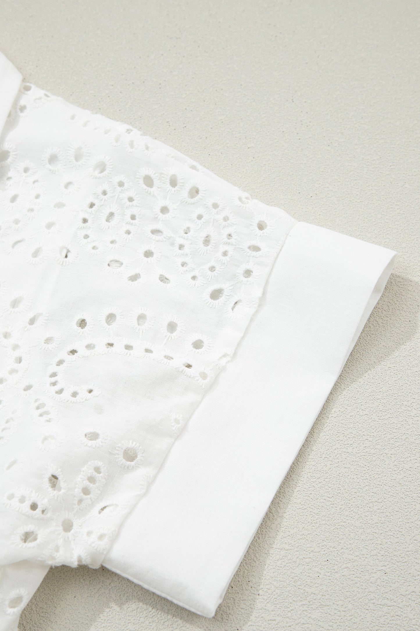 White Eyelet Embroidered Shirt Dress