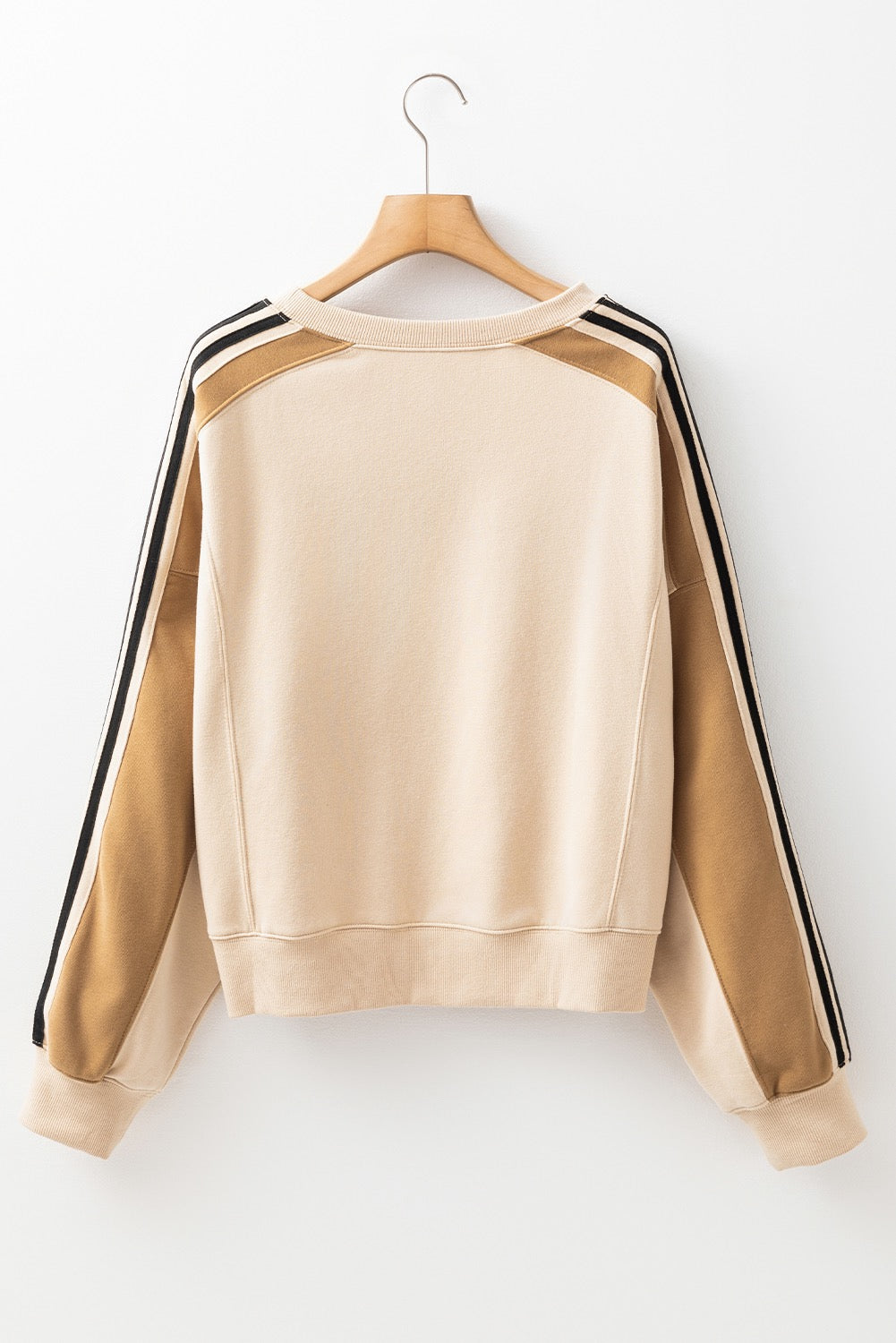 Beige Stripe Active Wear Sweatshirt