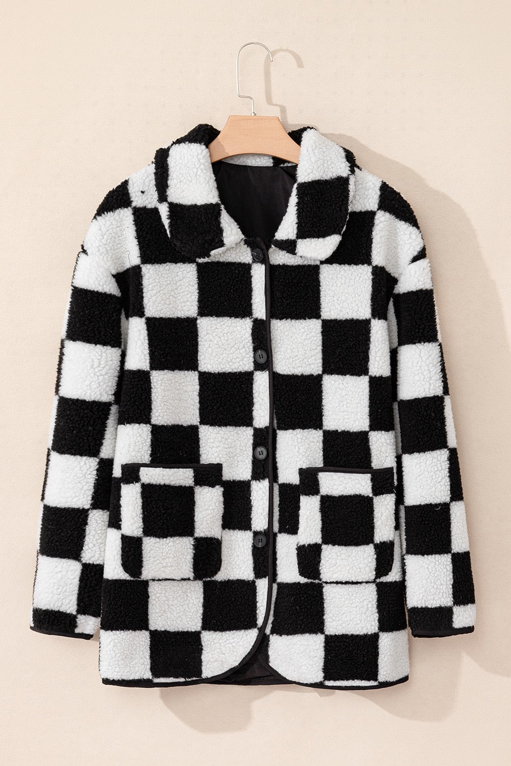 Black Checkered Fleece Jacket