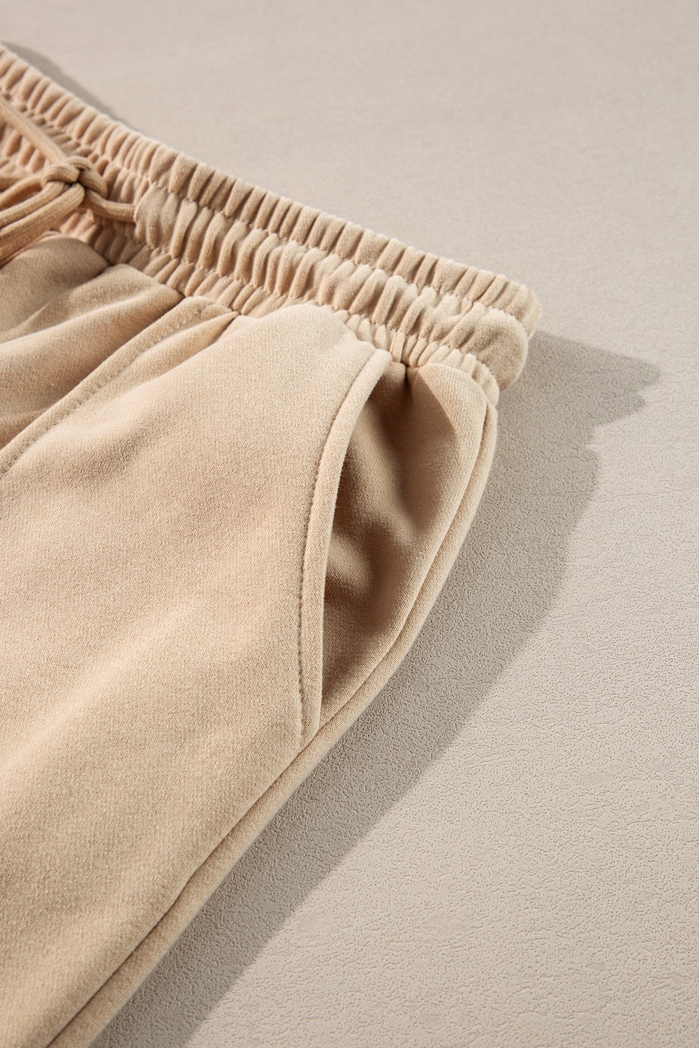 Beige Zippered Jacket and Drawstring Waist Set