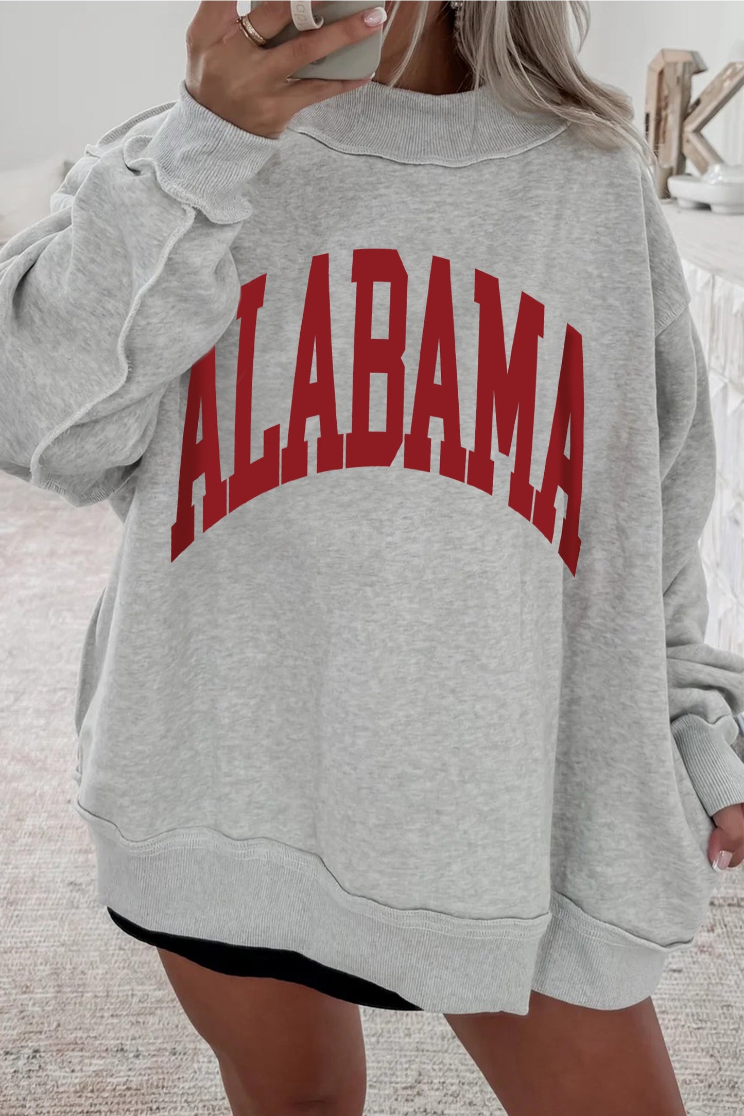 Light Grey AL Reversible Mock Neck Sweatshirt (ships 1/17)