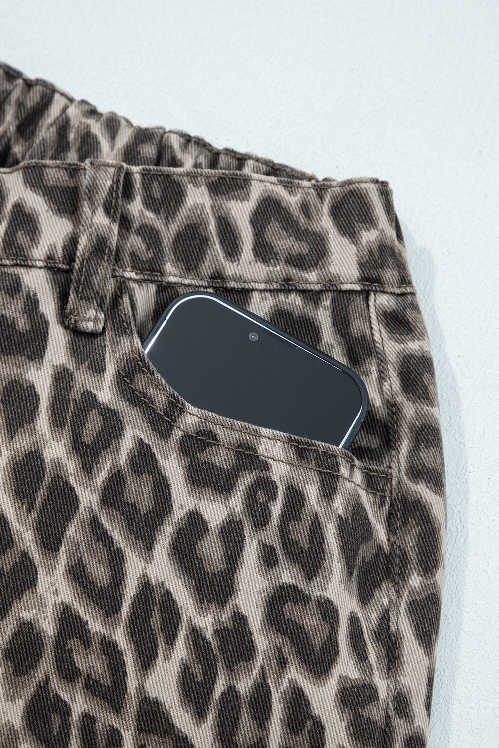 Leopard Straight Leg, Fringed Jean