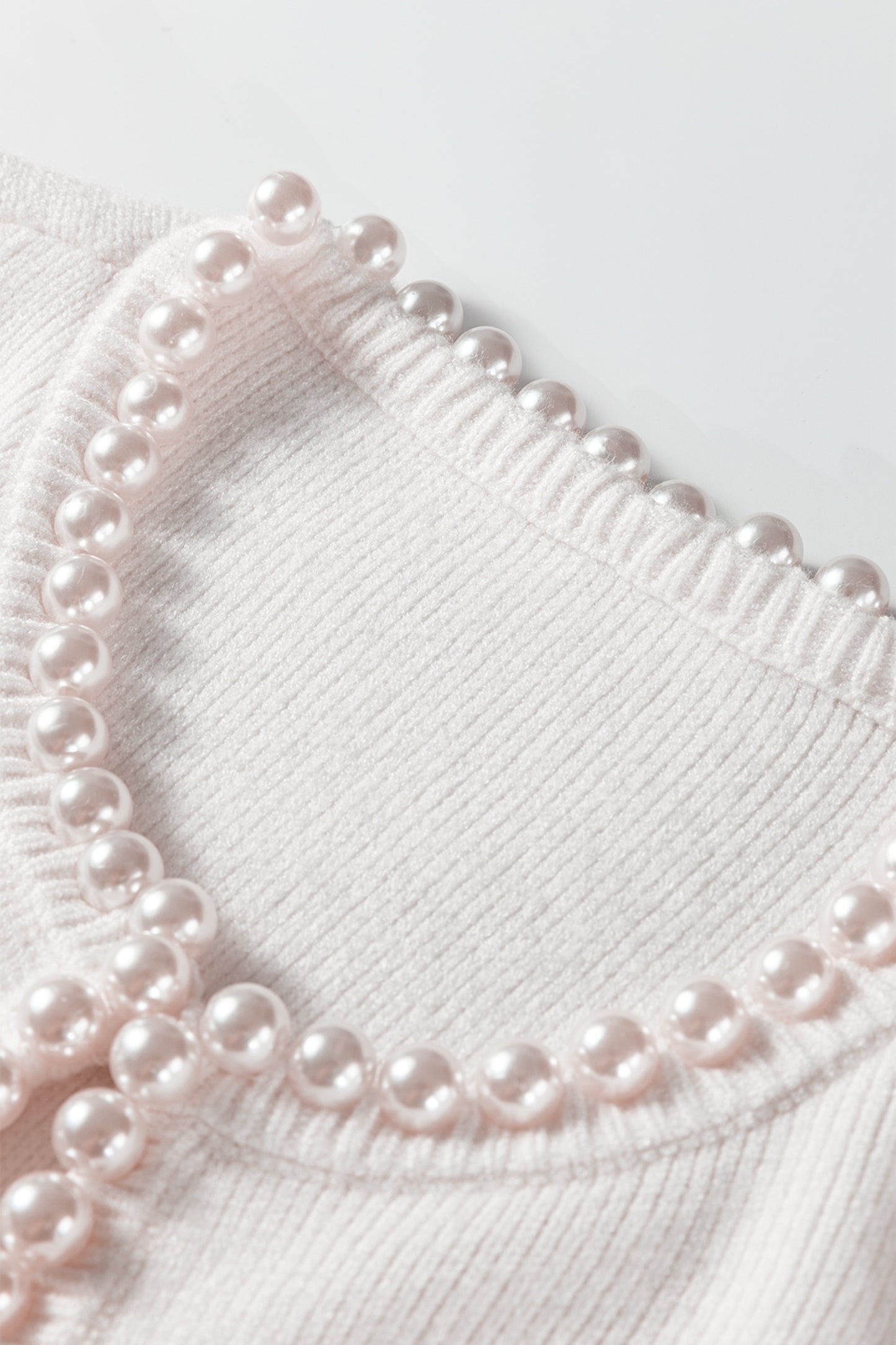 White Pearl Embellished Open Front Cardigan
