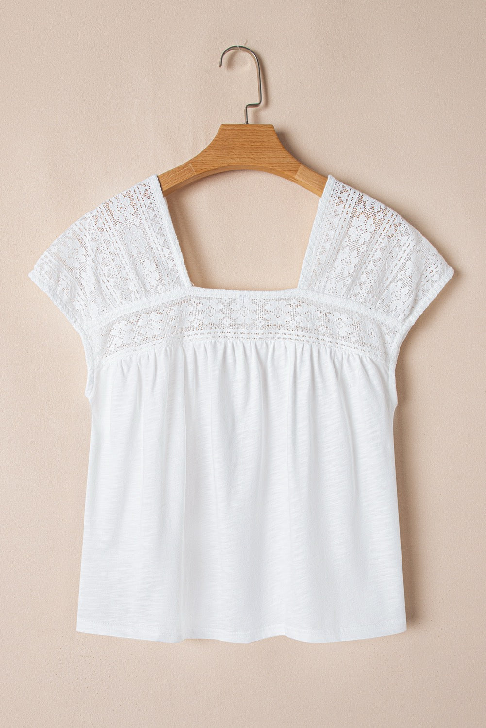 White Lace Square Neck Top
