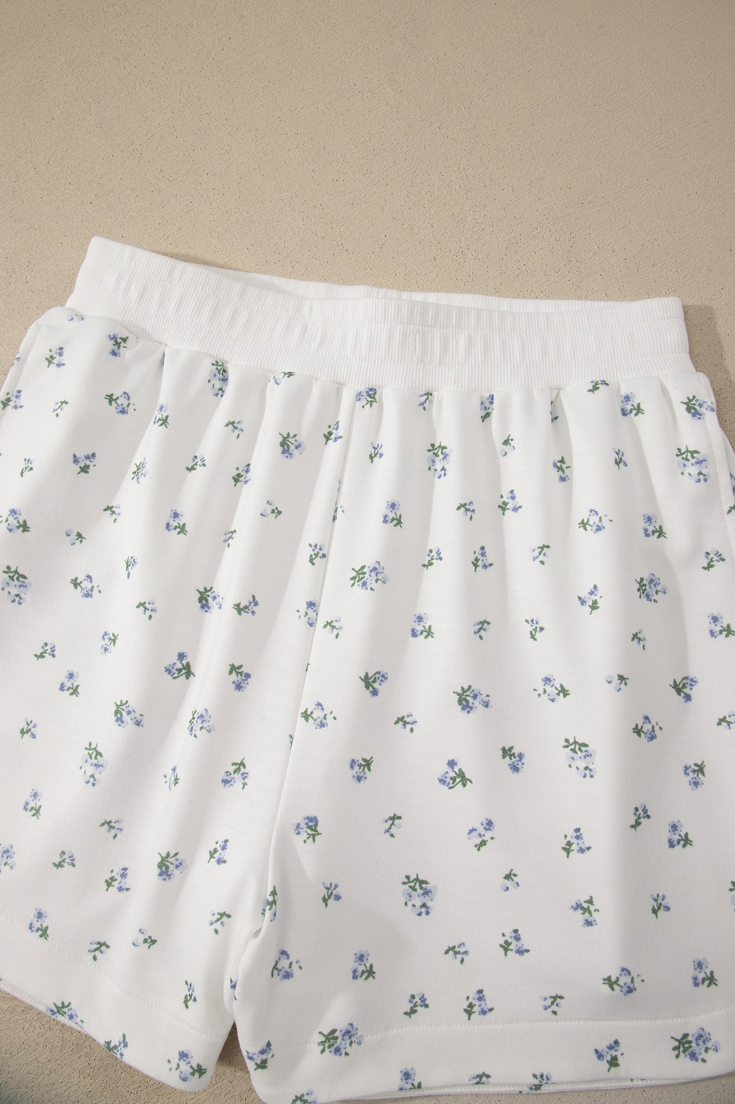 White Floral Print Half Zip Top Matching