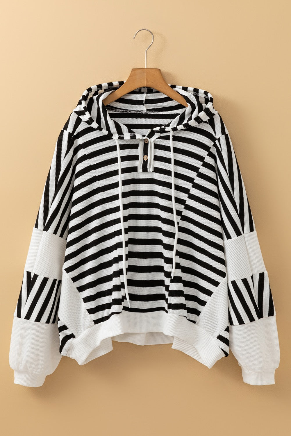 Black and White Oversized Striped Henley