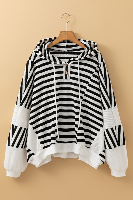 Black and White Oversized Striped Henley