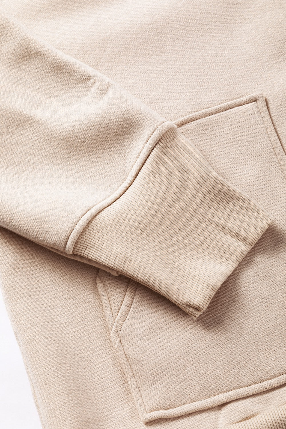 Beige Pocketed Loose Fit Hoodie