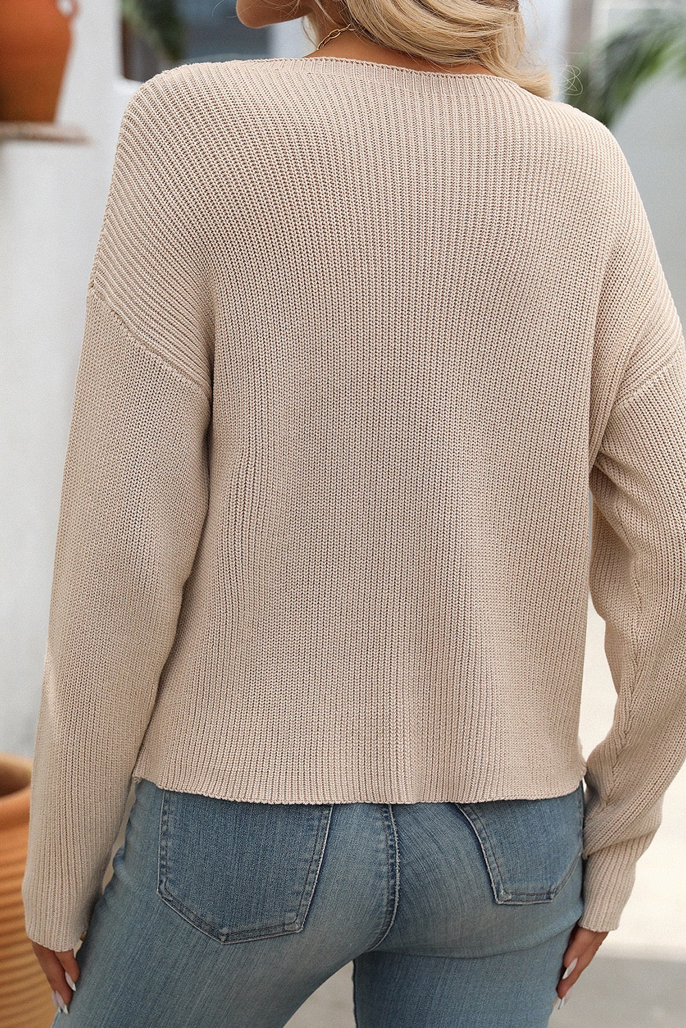 Apricot Chest Pocket Sweater