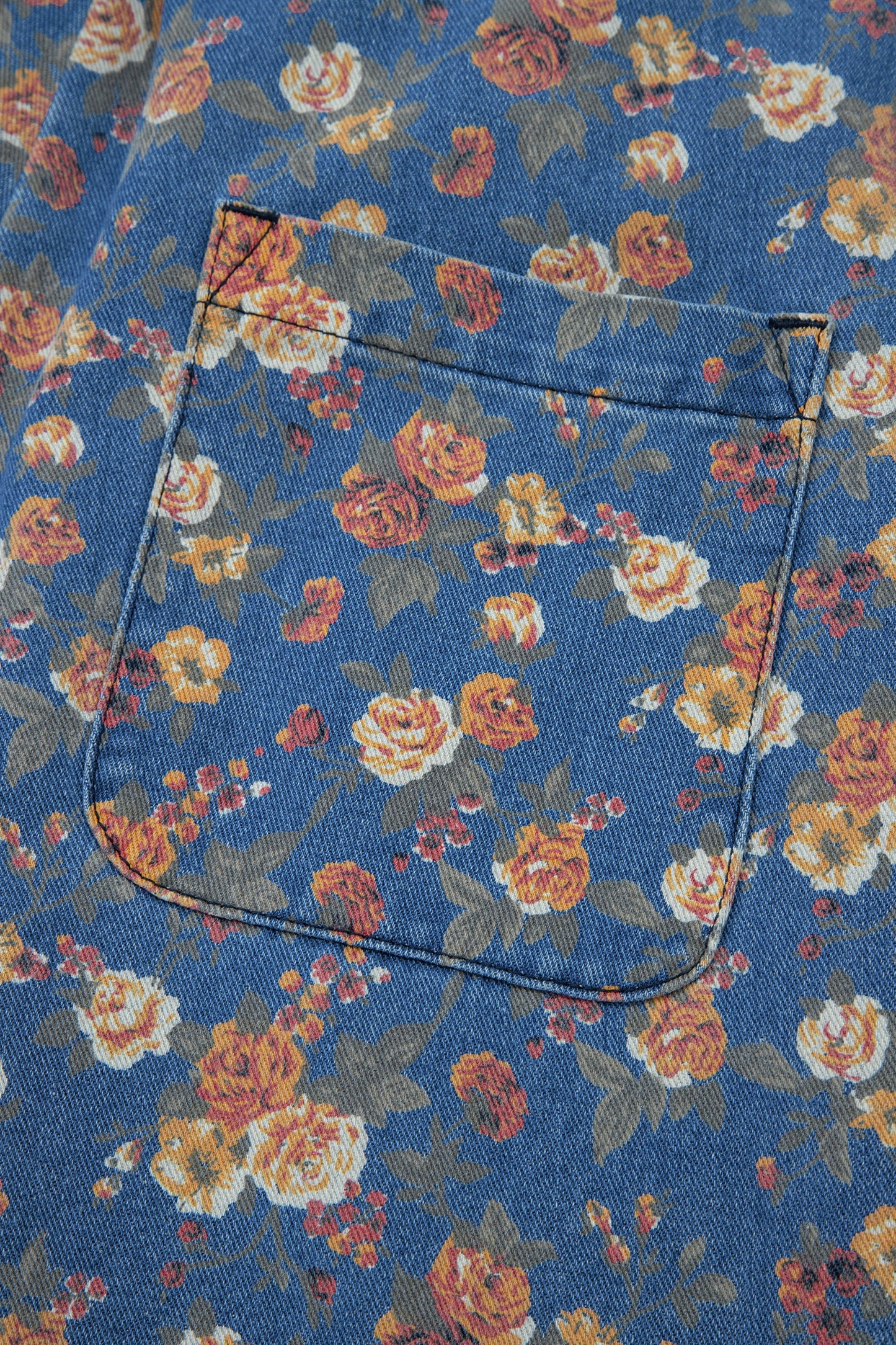 Vintage Rose Printed Pleated Loose Denim Overall (ships 4/5)
