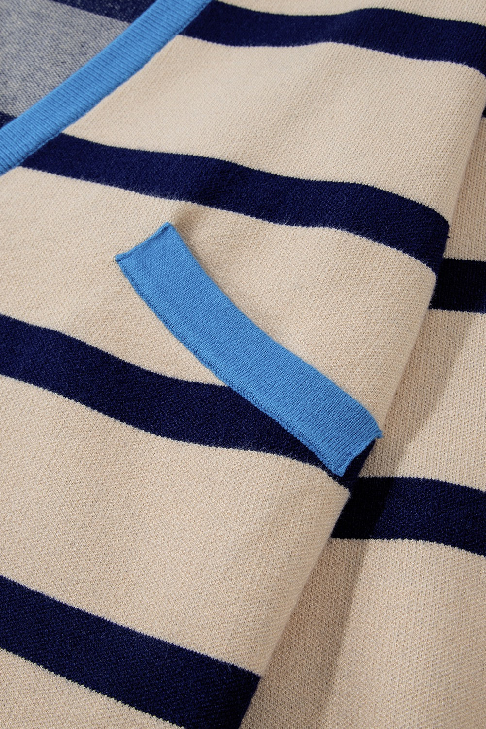 Beige Colorblock Drop Shoulder Buttoned Loose Cardigan