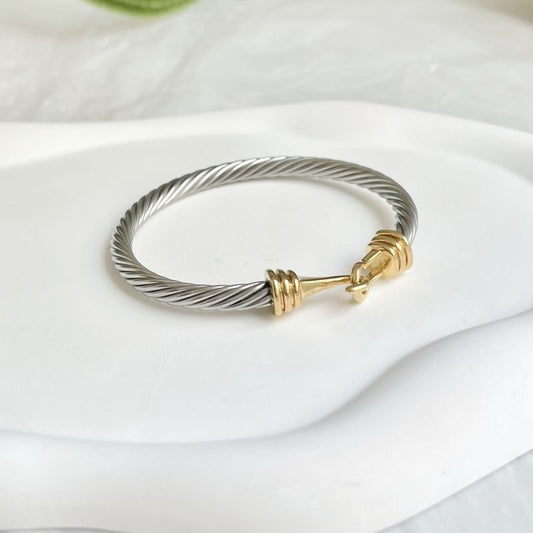 Bangle Wire Bracelet - Silver and Gold