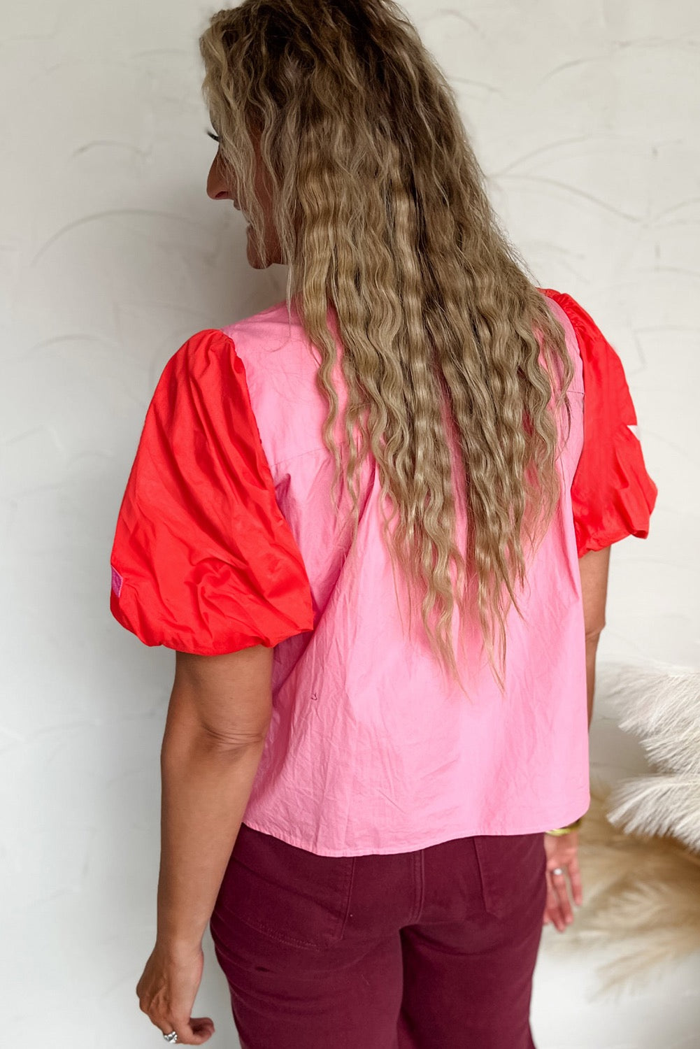 Pink Floral Babydoll Blouse