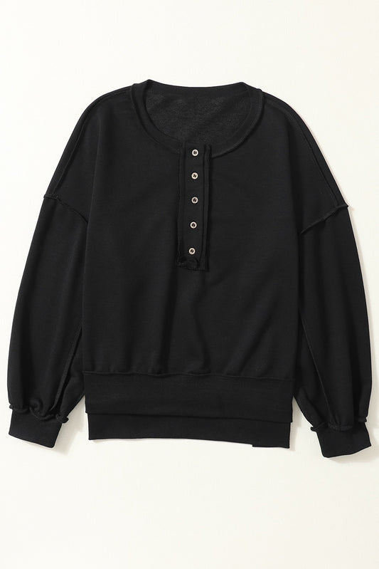 Black Henley Sweatshirt