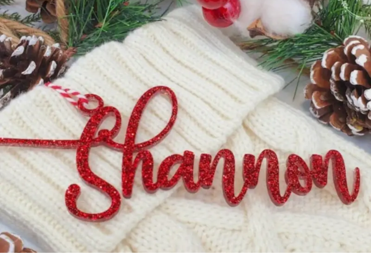 Acrylic Christmas Stocking Name Tag