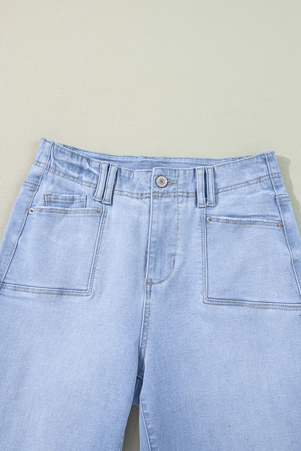 Light Wash, High Waist, Loose Fit, Straight Leg Cropped Jeans