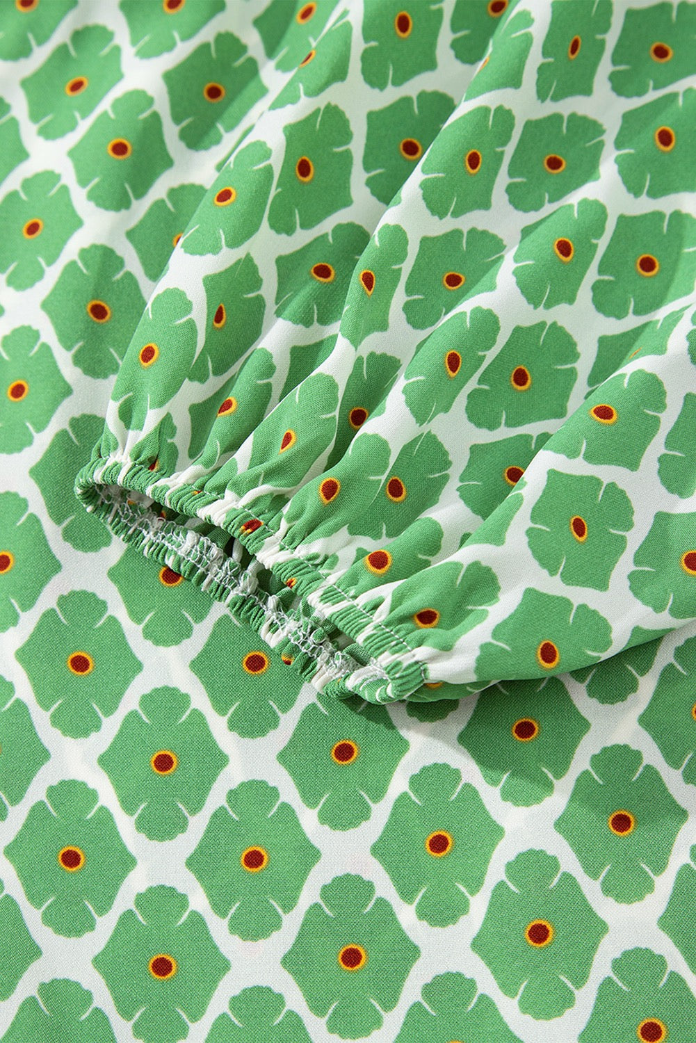 Green Boho Printed Half Sleeve Maxi Dress