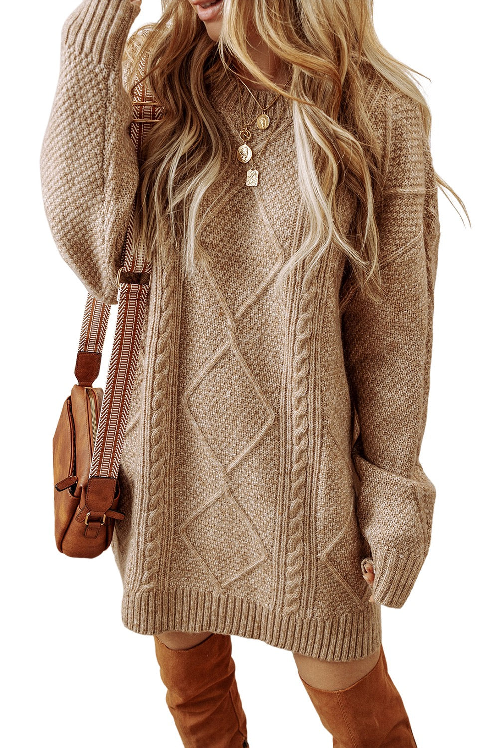 Beige Colored Sweater Dress