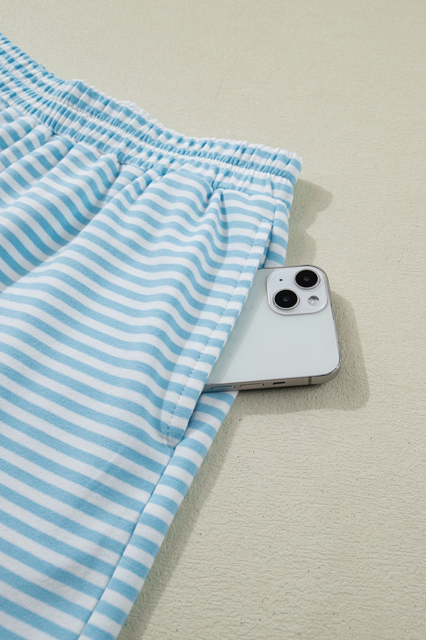 Blue Stripe Shorts Set