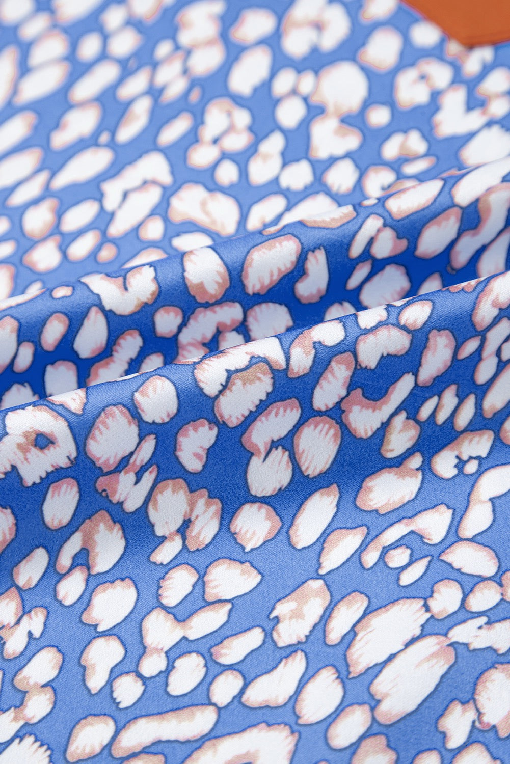 Puff Sleeve Blue Leopard Top