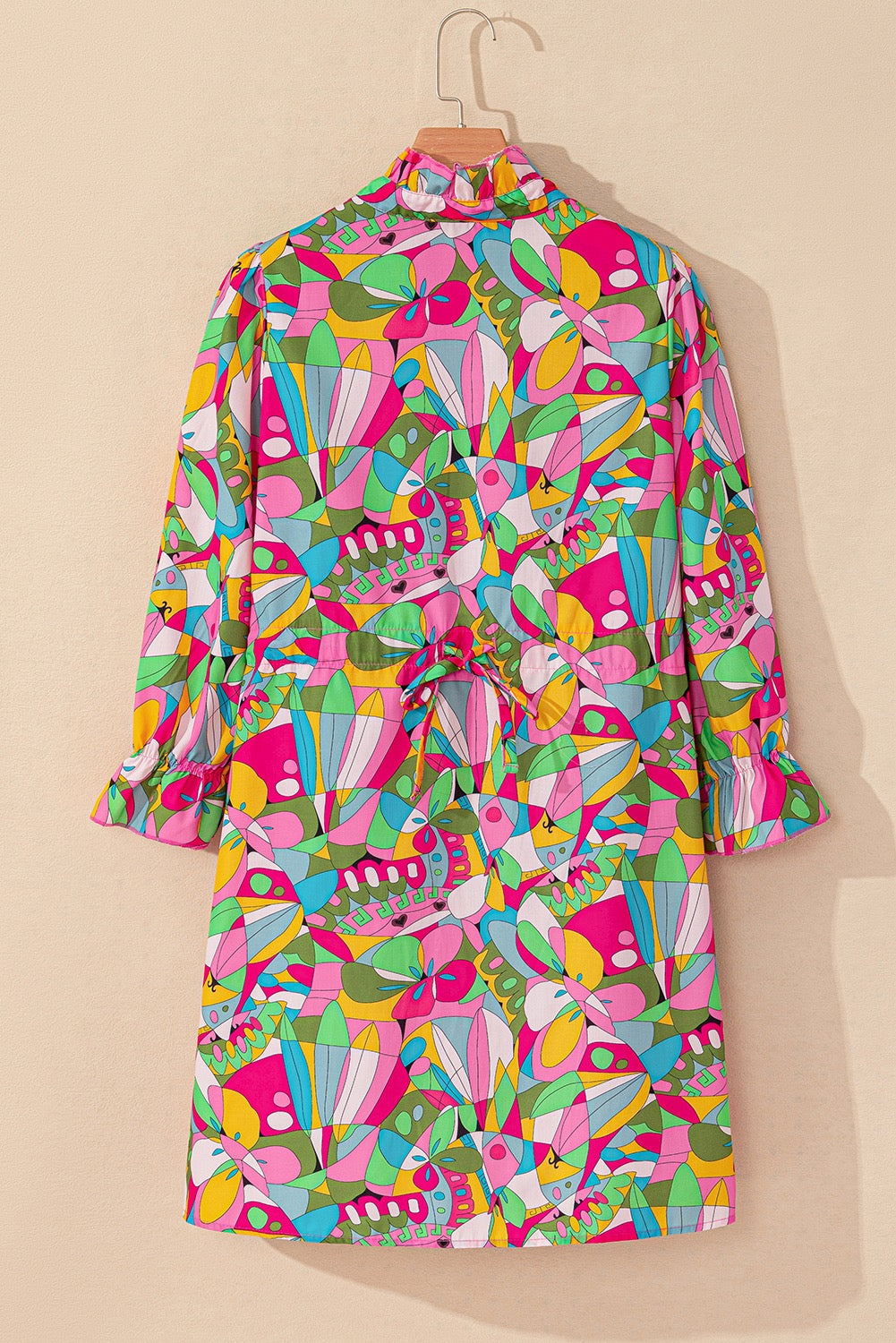 Abstract Lantern Sleeve Dress