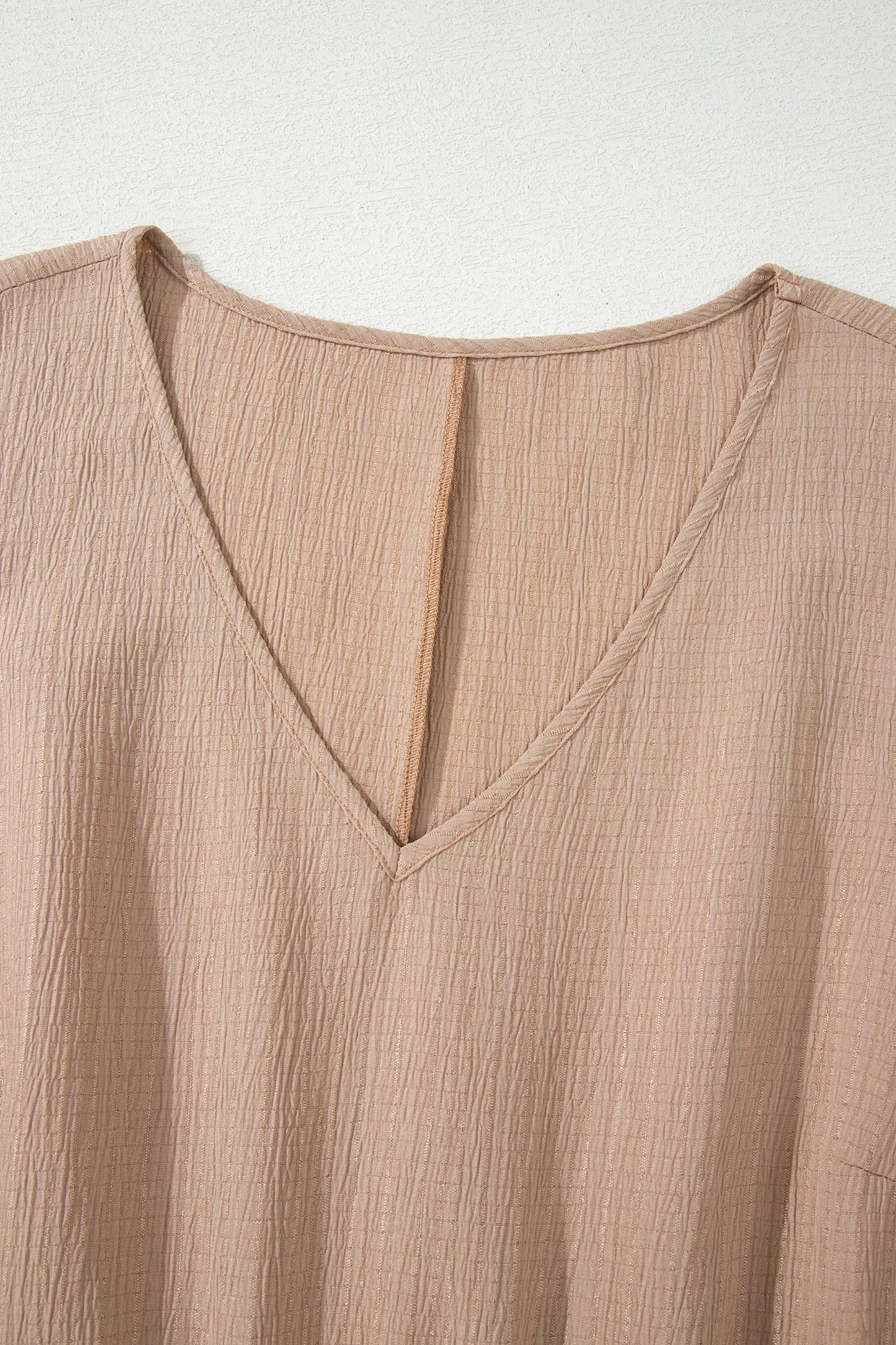 Dark Khaki Plus Size Textured Ruffled Short Sleeve Dress
