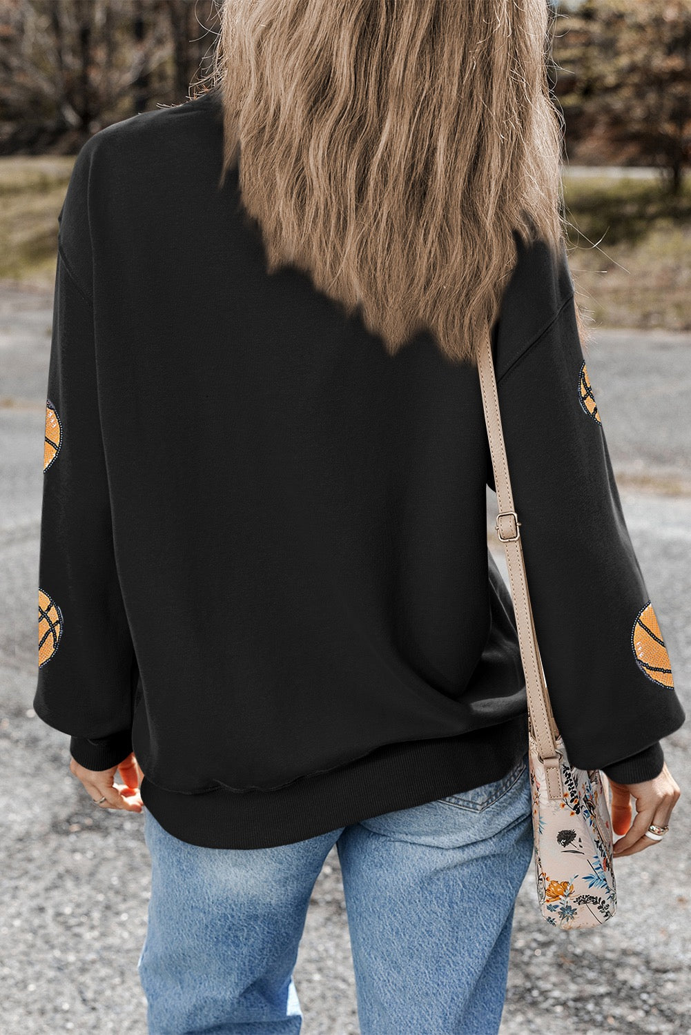 Black Basketball Sequined Sweatshirt