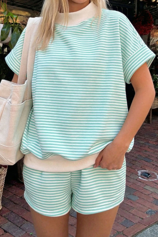 Jade Stripe Shorts Set