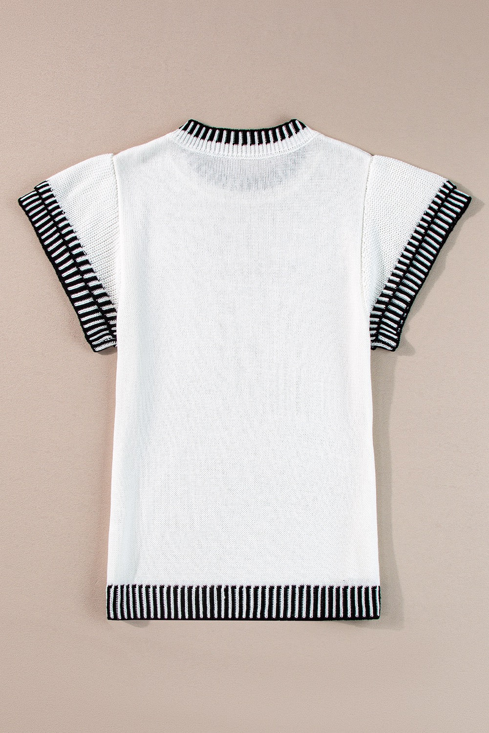 Black and White Contrast Knit Top