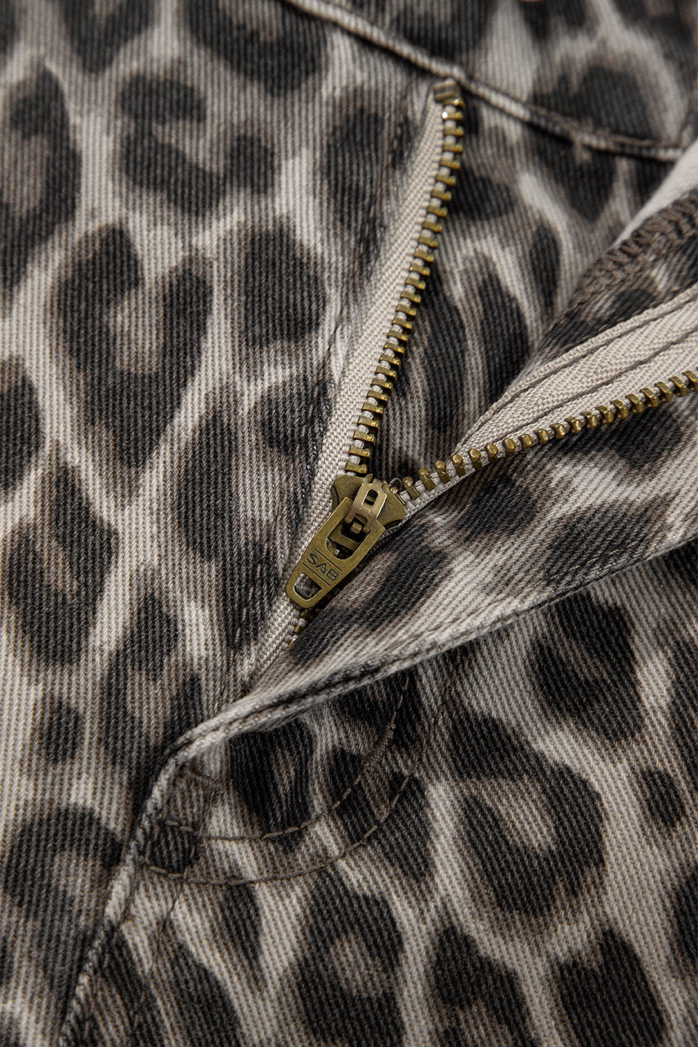 Leopard Straight Leg, Fringed Jean